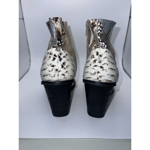 Report Jude Snakeskin Ankle Boots Womens 8.5 Chunky High Heel Booties Shoes - Picture 10 of 12